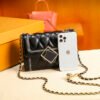 Women's Bag Senior Sense Of Small Gold Ball Chain Hundred With Pure Color Diamond Lattice Small Square Bag Single Shoulder Crossbody Bag