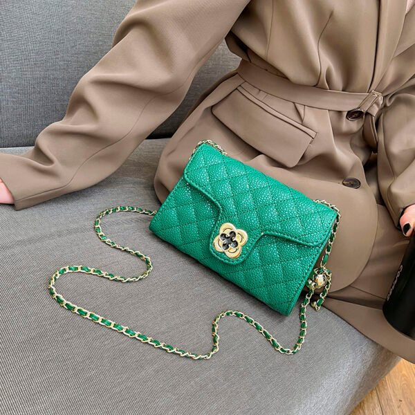 Lattice Small Gold Ball Chain Bag Simple Fashion Messenger Bag Female Trendy Daily Versatile Small Square Bag