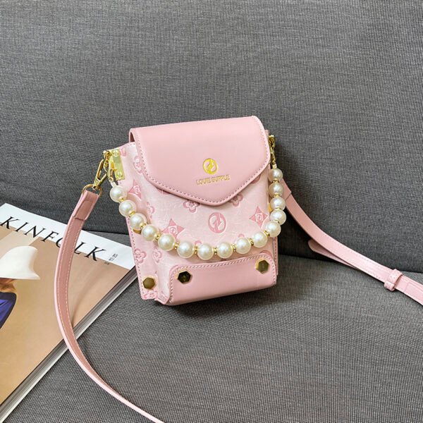 One-Shoulder Crossbody Korean Version Pearl Handbag Fashionable Simple Sweet Women's Bag Mobile Phone Bag