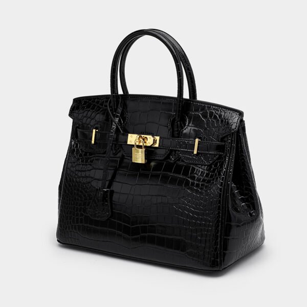 Platinum Crocodile Pattern Shoulder Bag