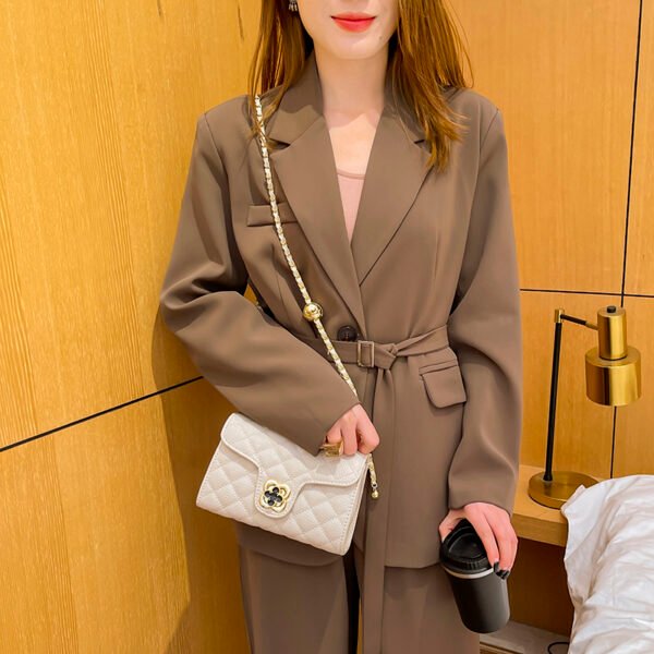 Lattice Small Gold Ball Chain Bag Simple Fashion Messenger Bag Female Trendy Daily Versatile Small Square Bag