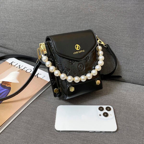 One-Shoulder Crossbody Korean Version Pearl Handbag Fashionable Simple Sweet Women's Bag Mobile Phone Bag