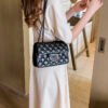 Classic Chanel style bag, celebrity style, diamond chain messenger bag, lazy fashion shoulder bag