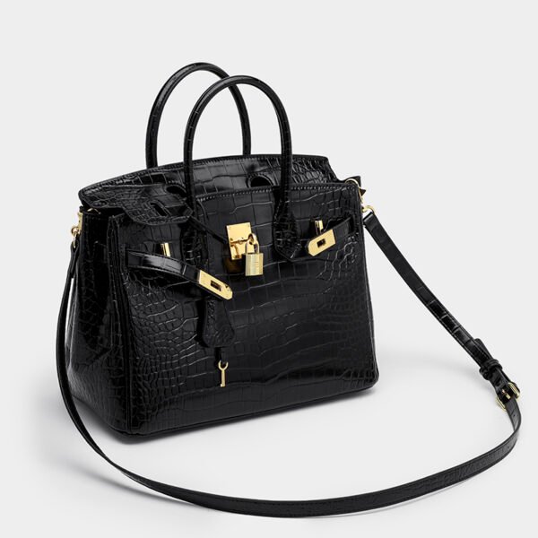 Platinum Crocodile Pattern Shoulder Bag