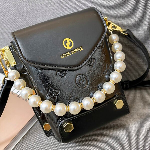One-Shoulder Crossbody Korean Version Pearl Handbag Fashionable Simple Sweet Women's Bag Mobile Phone Bag