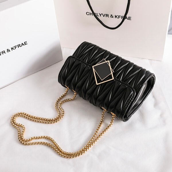 Spring Summer New Fashion Chain Shoulder Wrinkled Leather Bag Diamond Crossbody Bag Underarm Bag Women's Bag