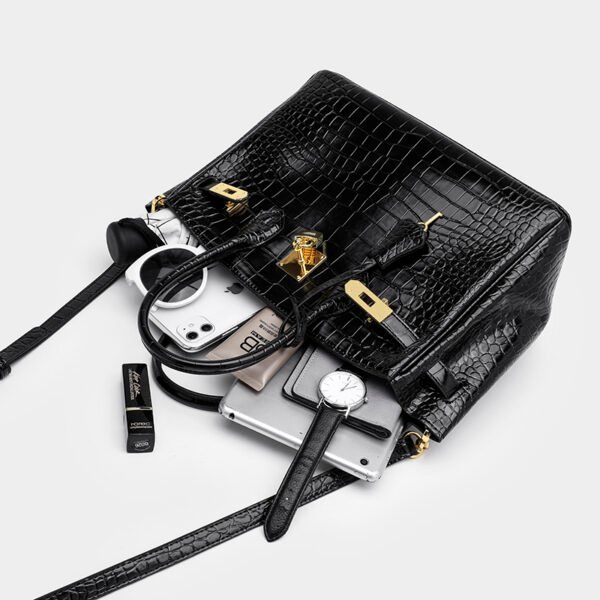 Platinum Crocodile Pattern Shoulder Bag