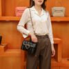Women's Bag Senior Sense Of Small Gold Ball Chain Hundred With Pure Color Diamond Lattice Small Square Bag Single Shoulder Crossbody Bag