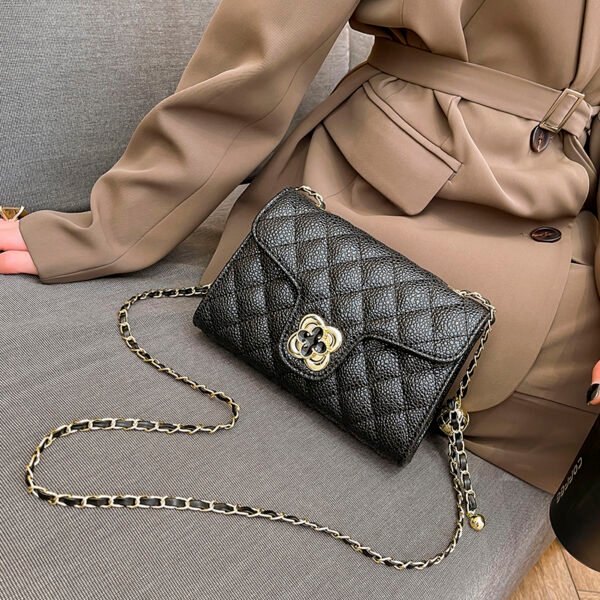 Lattice Small Gold Ball Chain Bag Simple Fashion Messenger Bag Female Trendy Daily Versatile Small Square Bag