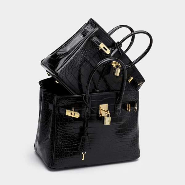 Platinum Crocodile Pattern Shoulder Bag