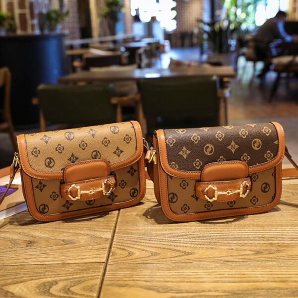 主图 (17) Retro Design Pu Horsebit Saddle Bag Old Flower Women's Bag Single Shoulder Cross-Border Bag Messenger Bag Bags Women's Bag