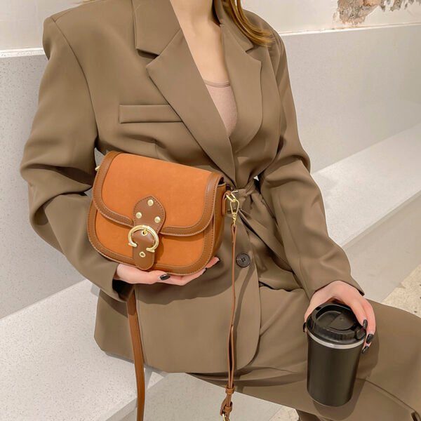 Saddle Bag Women's Korean Style Shoulder Messenger Bag Contrast Color Stitching Personality Versatile Fashion