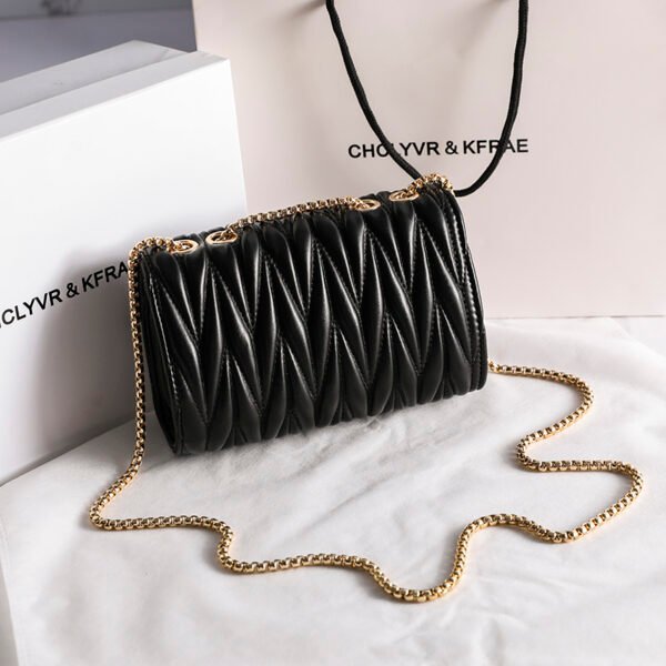 Spring Summer New Fashion Chain Shoulder Wrinkled Leather Bag Diamond Crossbody Bag Underarm Bag Women's Bag