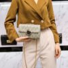 Spring Summer New Fashion Chain Shoulder Wrinkled Leather Bag Diamond Crossbody Bag Underarm Bag Women's Bag