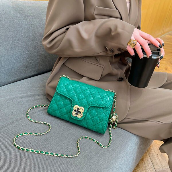 Lattice Small Gold Ball Chain Bag Simple Fashion Messenger Bag Female Trendy Daily Versatile Small Square Bag