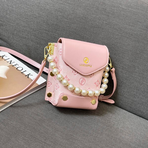 One-Shoulder Crossbody Korean Version Pearl Handbag Fashionable Simple Sweet Women's Bag Mobile Phone Bag
