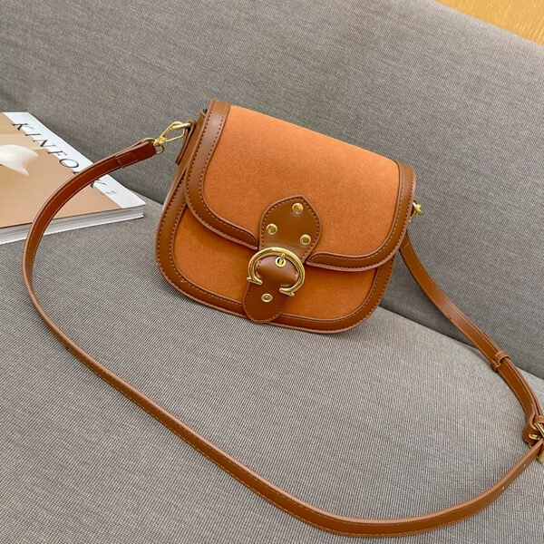 Saddle Bag Women's Korean Style Shoulder Messenger Bag Contrast Color Stitching Personality Versatile Fashion