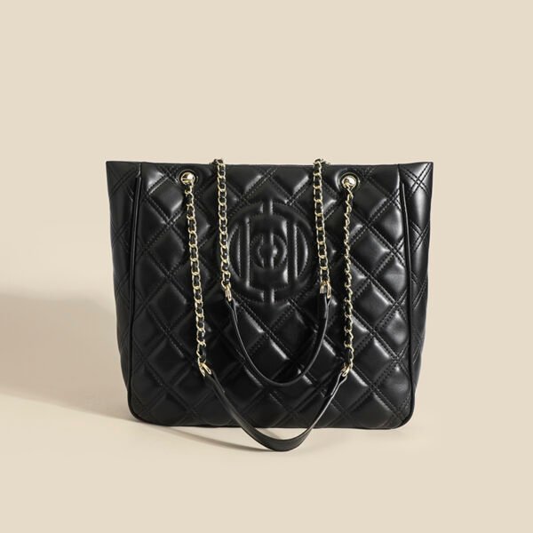 New Large-Capacity Diamond Chain Tote Bag Simple Light Luxury High-End Shoulder Bag Casual Commuting Versatile Women's Bag