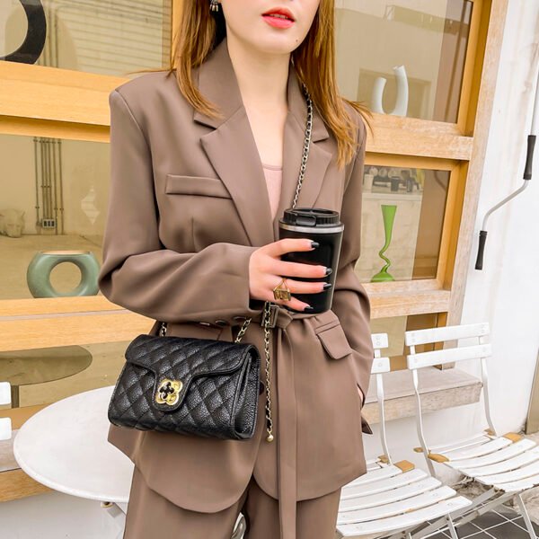 Lattice Small Gold Ball Chain Bag Simple Fashion Messenger Bag Female Trendy Daily Versatile Small Square Bag