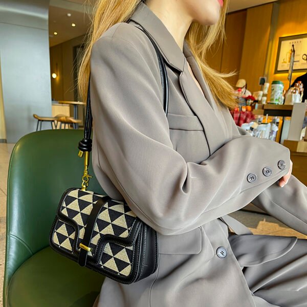 Light Luxury Niche Design Checkerboard Bag Women's Versatile Shoulder Bag Stylish Underarm Bag