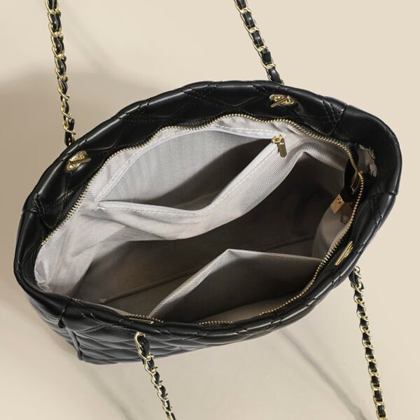 New Large-Capacity Diamond Chain Tote Bag Simple Light Luxury High-End Shoulder Bag Casual Commuting Versatile Women's Bag