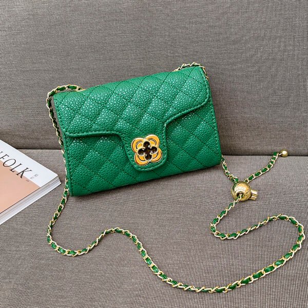 Lattice Small Gold Ball Chain Bag Simple Fashion Messenger Bag Female Trendy Daily Versatile Small Square Bag