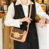 主图 (32) Retro Design Pu Horsebit Saddle Bag Old Flower Women's Bag Single Shoulder Cross-Border Bag Messenger Bag Bags Women's Bag