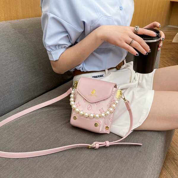 One-Shoulder Crossbody Korean Version Pearl Handbag Fashionable Simple Sweet Women's Bag Mobile Phone Bag