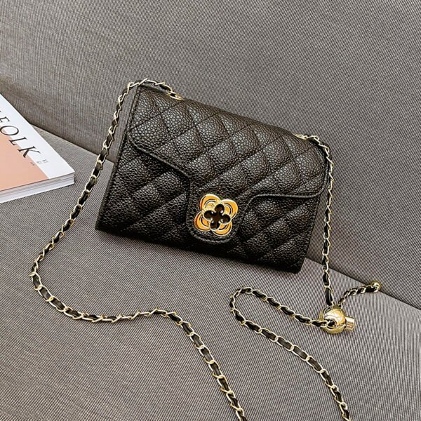 Lattice Small Gold Ball Chain Bag Simple Fashion Messenger Bag Female Trendy Daily Versatile Small Square Bag