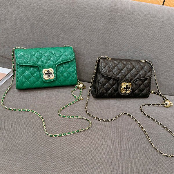 Lattice Small Gold Ball Chain Bag Simple Fashion Messenger Bag Female Trendy Daily Versatile Small Square Bag