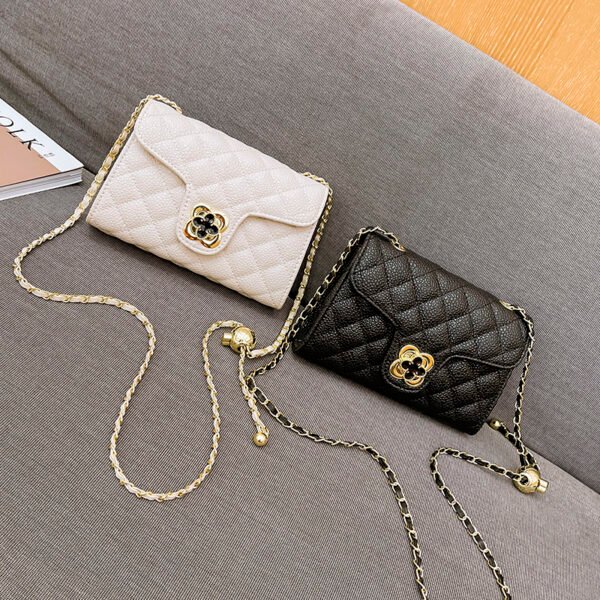 Lattice Small Gold Ball Chain Bag Simple Fashion Messenger Bag Female Trendy Daily Versatile Small Square Bag