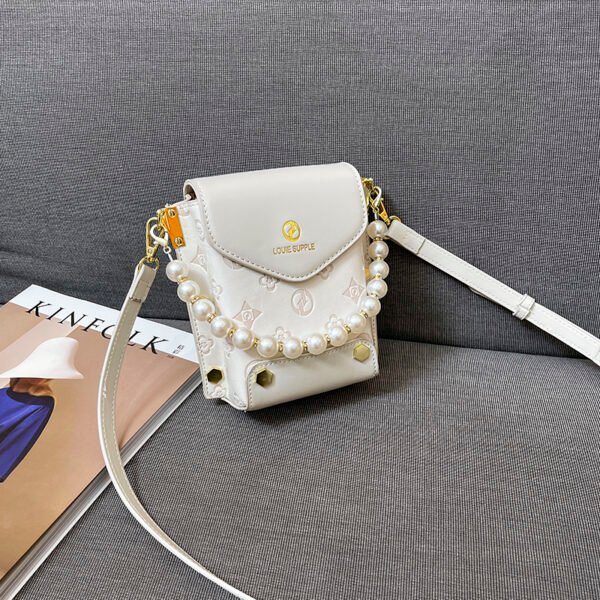 One-Shoulder Crossbody Korean Version Pearl Handbag Fashionable Simple Sweet Women's Bag Mobile Phone Bag