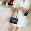 Texture White Pu Bag Female Tide Fashion Small Gold Ball Diamond Lattice Bag Pearl Chain Crossbody Small Bag Female Summer