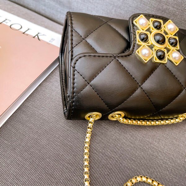 主图 (45) Pearl Diamond Buckle Women's Bag Large Capacity Bag Autumn And Winter New Style Trendy Versatile Shoulder Messenger Bag Diamond Chain Bag