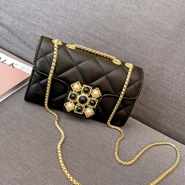 主图 (49) Pearl Diamond Buckle Women's Bag Large Capacity Bag Autumn And Winter New Style Trendy Versatile Shoulder Messenger Bag Diamond Chain Bag
