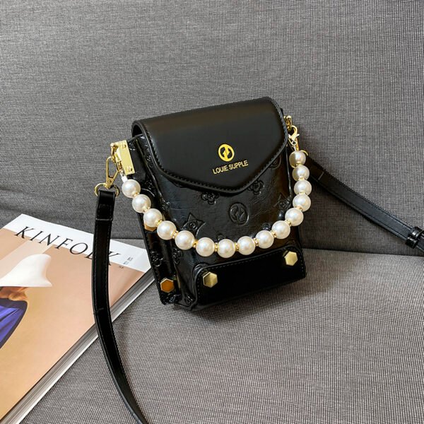 One-Shoulder Crossbody Korean Version Pearl Handbag Fashionable Simple Sweet Women's Bag Mobile Phone Bag