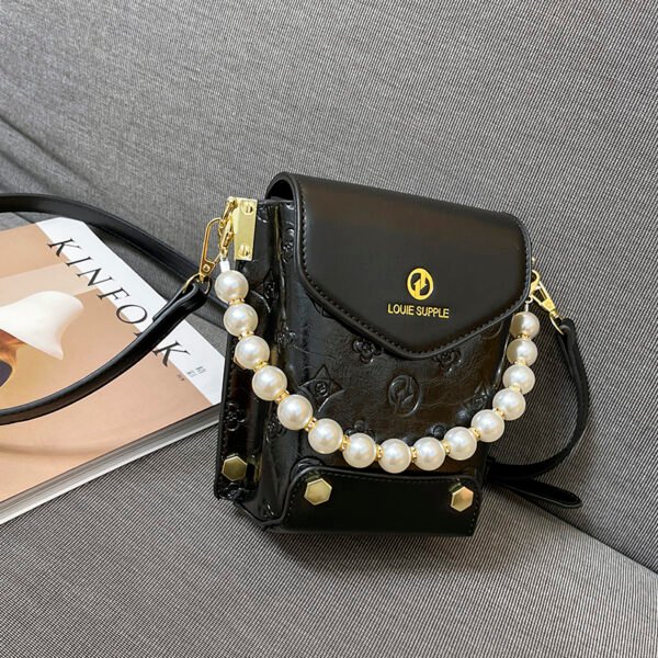 One-Shoulder Crossbody Korean Version Pearl Handbag Fashionable Simple Sweet Women's Bag Mobile Phone Bag