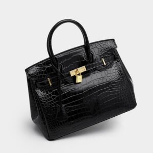 Platinum Crocodile Pattern Shoulder Bag