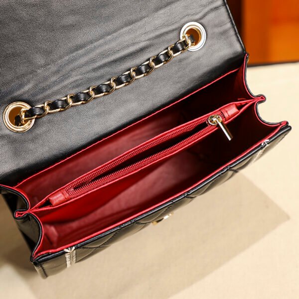 Women's Bag Senior Sense Of Small Gold Ball Chain Hundred With Pure Color Diamond Lattice Small Square Bag Single Shoulder Crossbody Bag