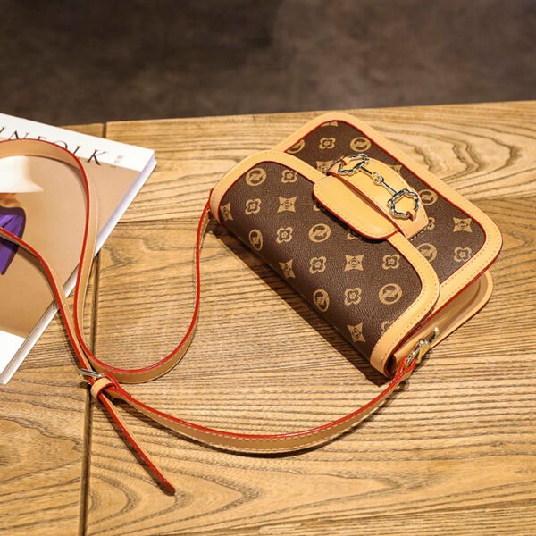 主图 (9) Retro Design Pu Horsebit Saddle Bag Old Flower Women's Bag Single Shoulder Cross-Border Bag Messenger Bag Bags Women's Bag