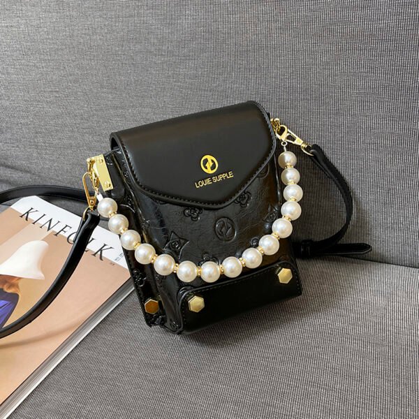 One-Shoulder Crossbody Korean Version Pearl Handbag Fashionable Simple Sweet Women's Bag Mobile Phone Bag