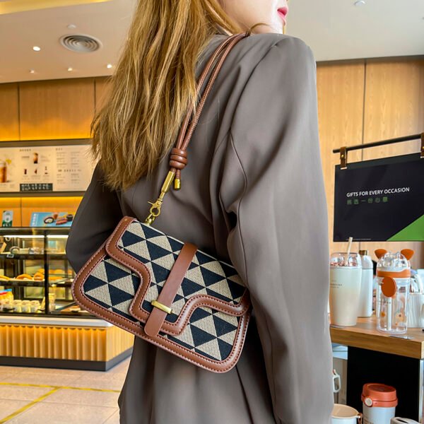 Light Luxury Niche Design Checkerboard Bag Women's Versatile Shoulder Bag Stylish Underarm Bag