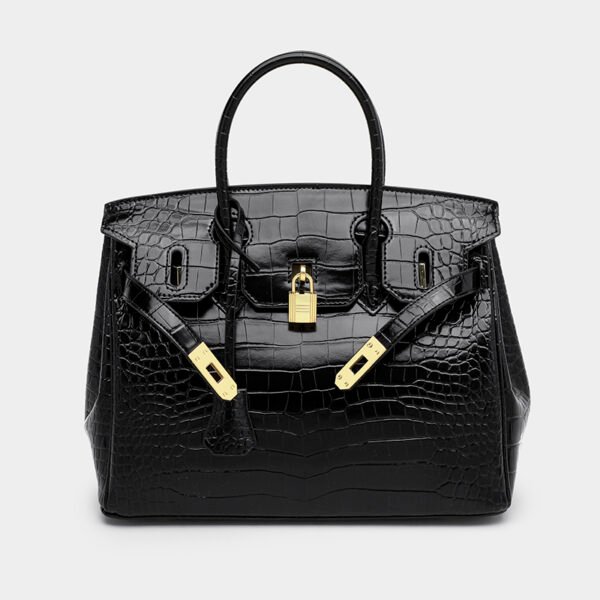 Platinum Crocodile Pattern Shoulder Bag
