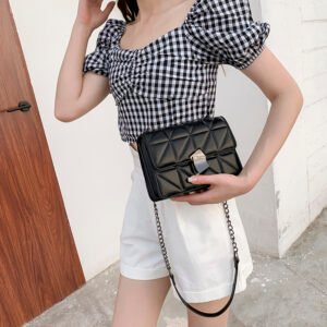 Early Fall New Senior Texture Commuter Small Square Bag Diamond Lattice Black Chain Shoulder Bag Versatile Diagonal Cross Bag