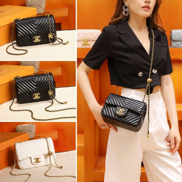 组合 High-Grade Diamond Chain Small Chanel Style All-Match Bag Middle-Aged Women's Bag Shoulder Crossbody Classic Small Bag