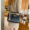 Simple Diamond Embroidery Underarm Bag For Women, New Cross-Border Lock Shoulder Bag, Large Capacity Chain Handbag Messenger Bag