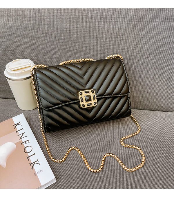 Women's Crossbody Bag Diamond Chain Bag Versatile Single Shoulder Female College Student Small Square Bag
