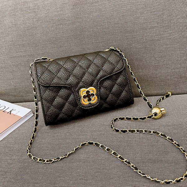 Lattice Small Gold Ball Chain Bag Simple Fashion Messenger Bag Female Trendy Daily Versatile Small Square Bag