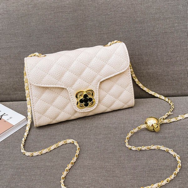 Lattice Small Gold Ball Chain Bag Simple Fashion Messenger Bag Female Trendy Daily Versatile Small Square Bag