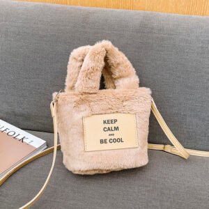 Plush Bags For Women In Autumn, Cute Makeup Bags For Students, Versatile Winter, Spring And Autumn Imitation Fur Letter Bags